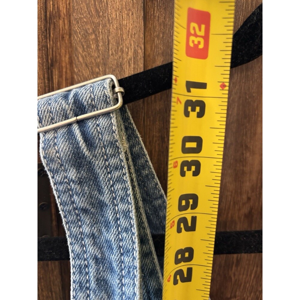 FREE PEOPLE Size 2 Blue Denim Overall Dress Frayed Mini Dress Y2k festival boho - Picture 11 of 11
